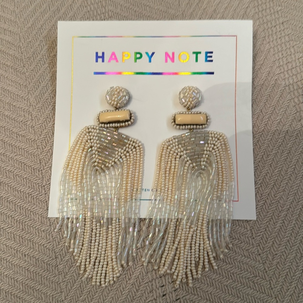 White beaded earrings